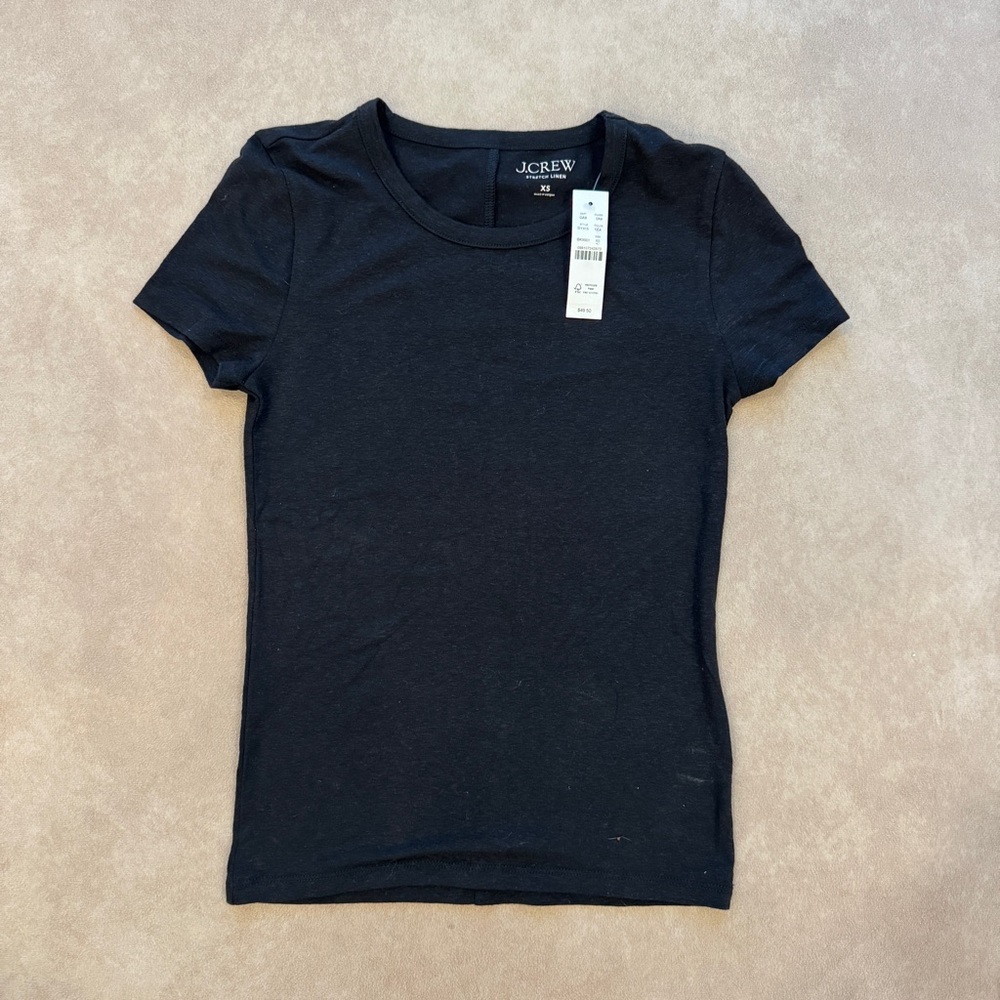 J. Crew Stretch linen-blend crewneck T-shirt • size xs • NWT • BY415 - Picture 2 of 6